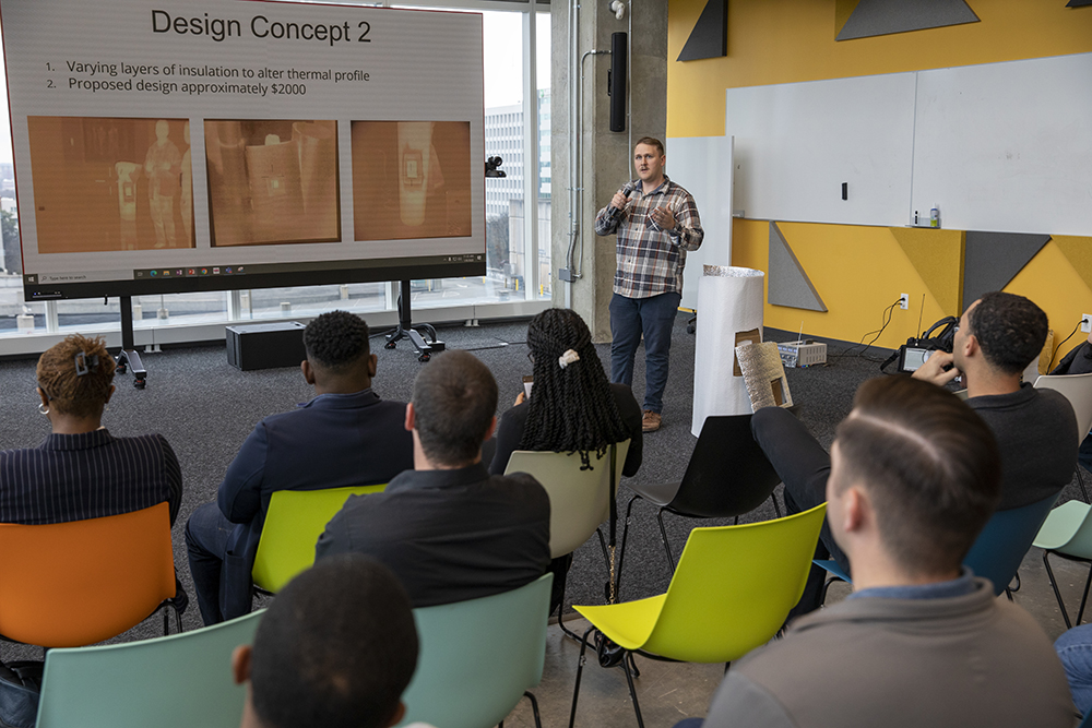 On the fourth day of the event, each group presented on their design concept and progress. (Credit: Sean McNeil)