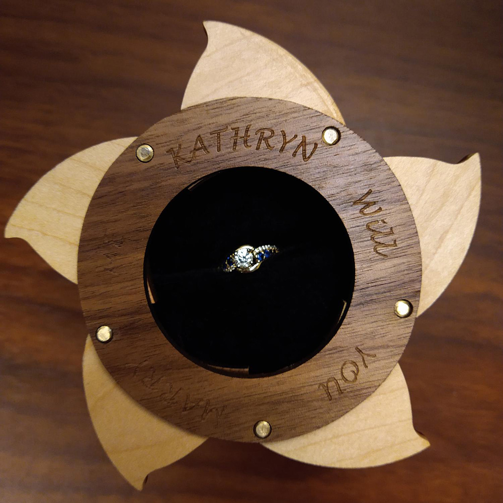 Ring box created in the Flowers Invention Studio