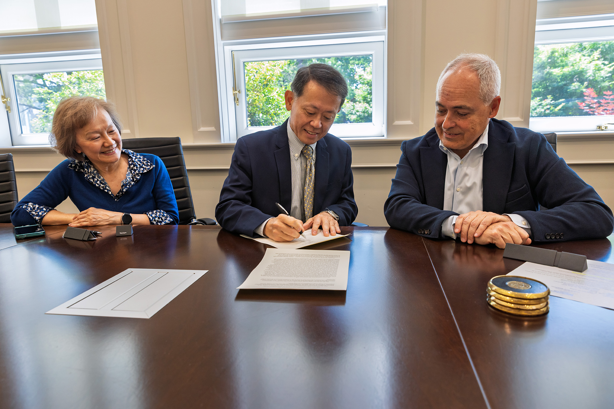 Steven and Jen Liang with President Cabrera