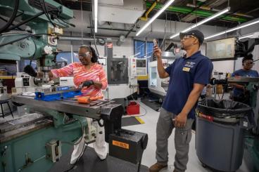 Juone Brown (left), a teacher at Dooly County High School in Vienna, Georgia, called the bootcamp well-paced and plans to bring what she learned back to her students this fall, many of whom prefer hands-on learning.