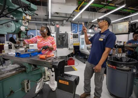 Juone Brown (left), a teacher at Dooly County High School in Vienna, Georgia, called the bootcamp well-paced and plans to bring what she learned back to her students this fall, many of whom prefer hands-on learning.